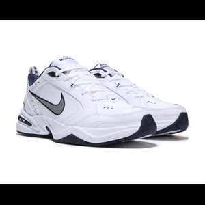Nike Air Monarch IV White, Silver, Navy Mens 10.5